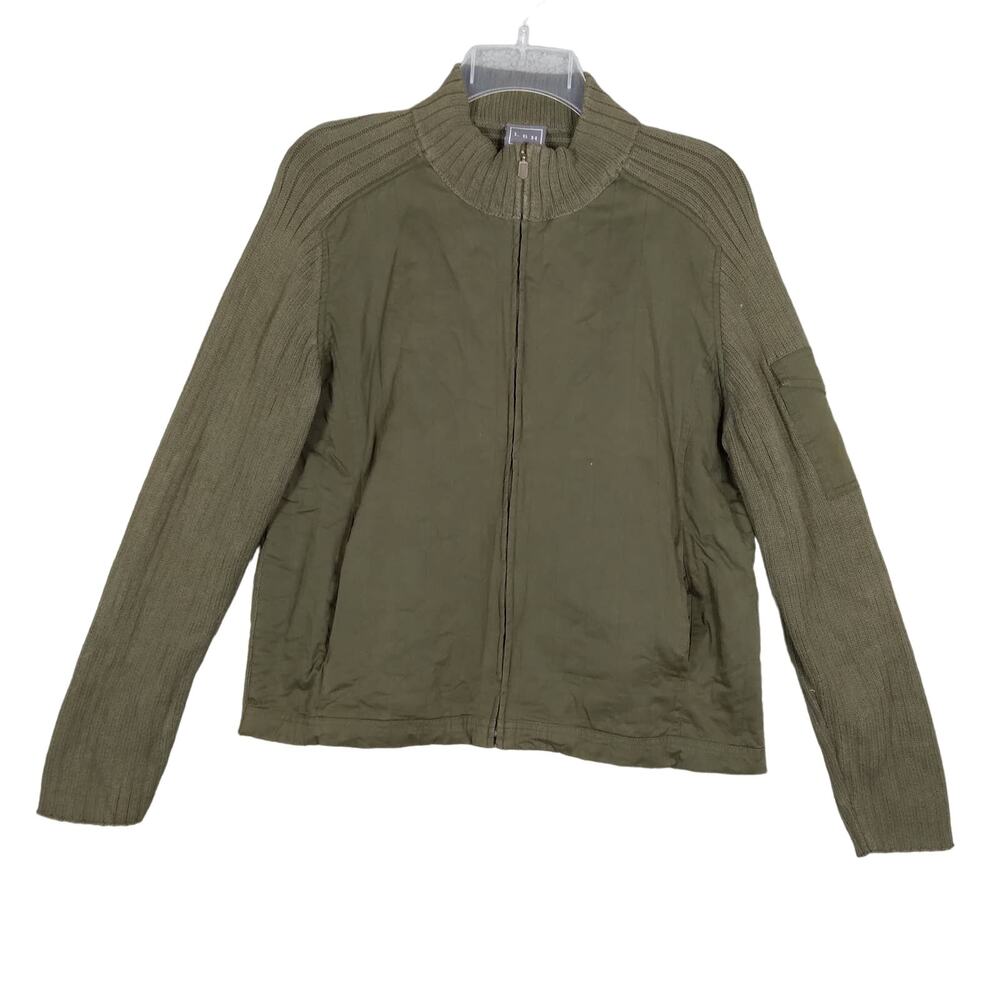 LBH military green jacket size large zipper down
